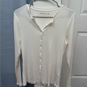 Abercrombie & Fitch Cream Ribbed Button Down Shirt